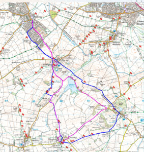 Map showing possible routes