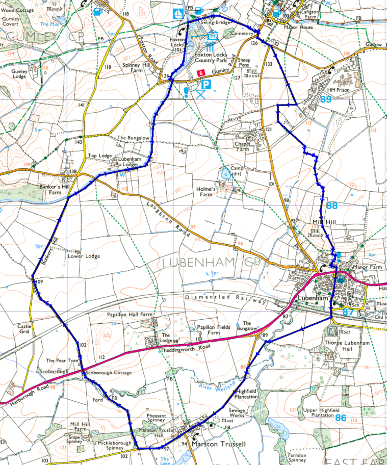 Map of Marston Trussell walk